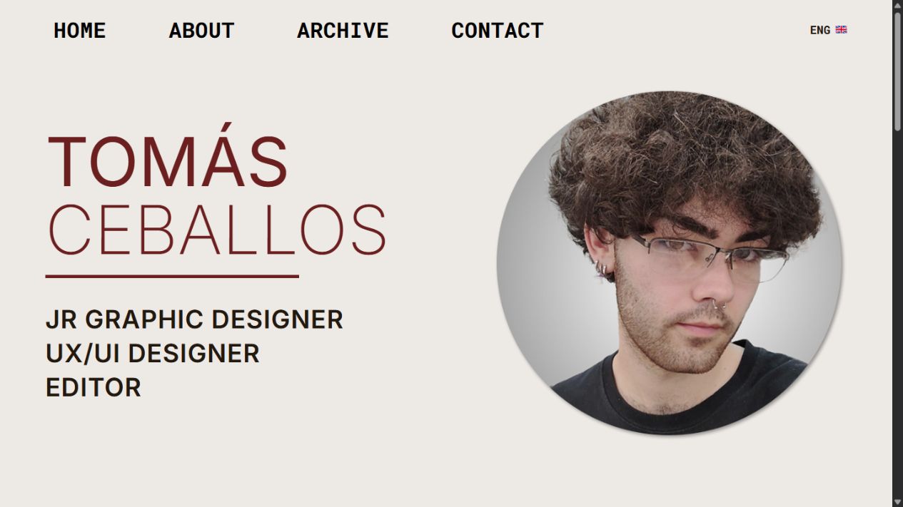 Página principal real del portfolio de Tomás Ceballos