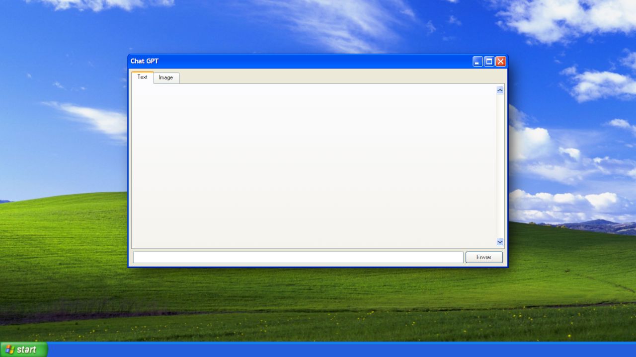 Interfaz real de XP-GPT inspirada en el escritorio de Windows XP